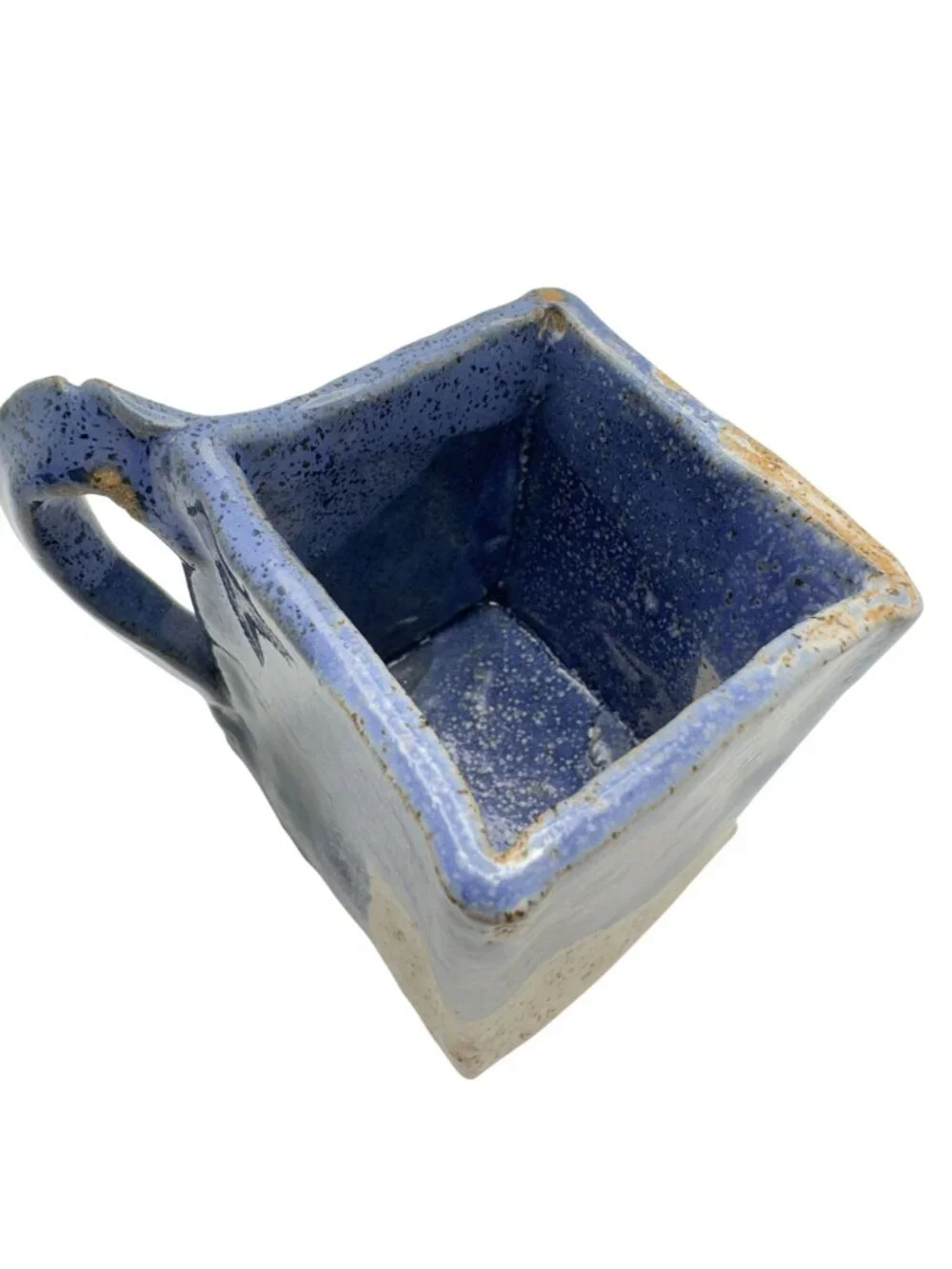 Studio-Made Blue White Pottery Creamer Sugar Ceramic Handcrafted Glaze Signed 3